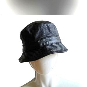 Adult Faux Leather Black Winter Fall Bucket Hat